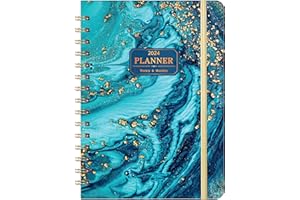 LORTARL 2024 Planner - 2024 Planner Weekly and Monthly, Jan.2024 - Dec.2024, 8.5'' X 6.4'', 2024 Planner Spiral Bound, 12 Monthly Tabs, Inner Pocket