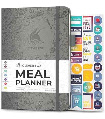 Clever Fox Meal Planner PRO – Weekly Meal Prep & Nutrition Journal With Grocery List & Weigh Loss Tracker – Diet & Fitness Log Book, 18x25.5cm