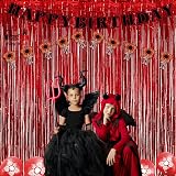 GREATRIL Red Fringe Curtains 2-Pack 8.2ft x 3.2ft Backdrop Tinsel Party Decor view 8
