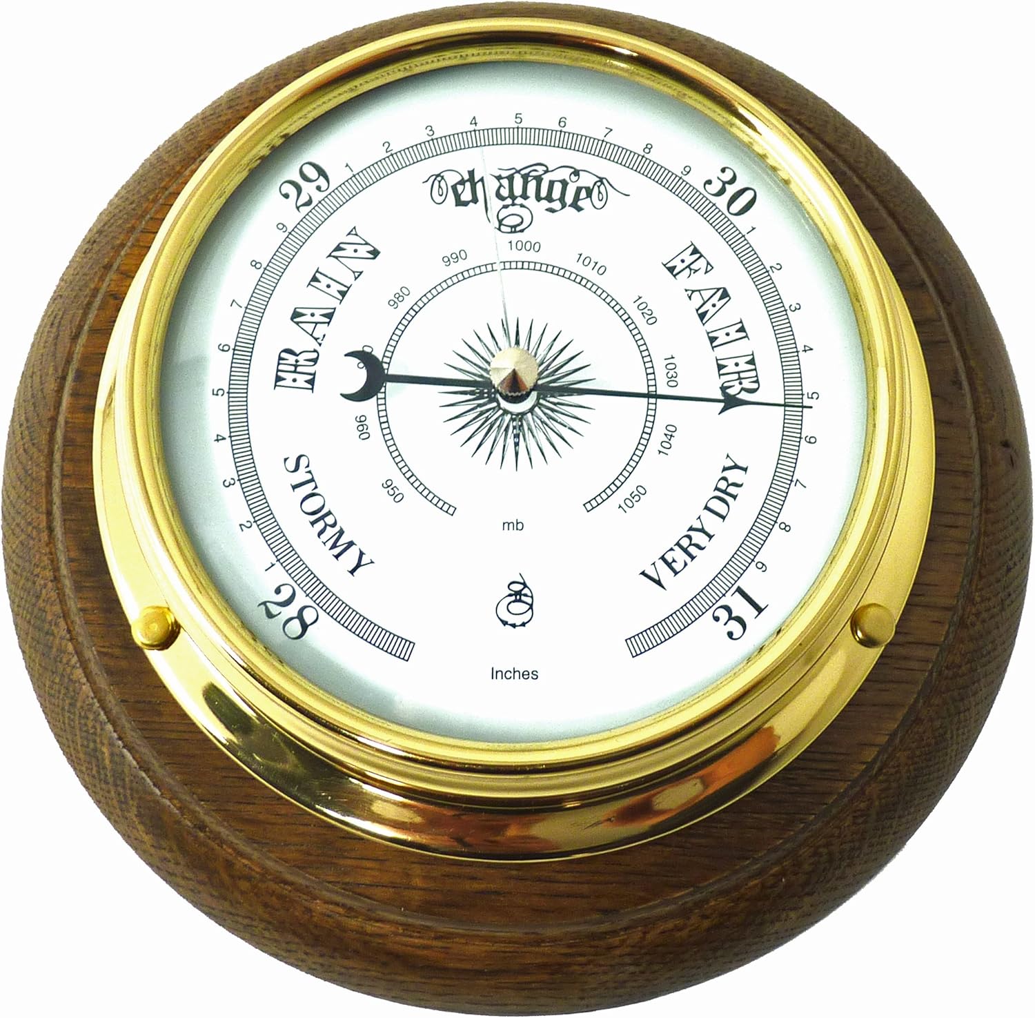 Heavy Lacquered Brass Case Ships Yacht Boat Sailing Wall Weather Clock