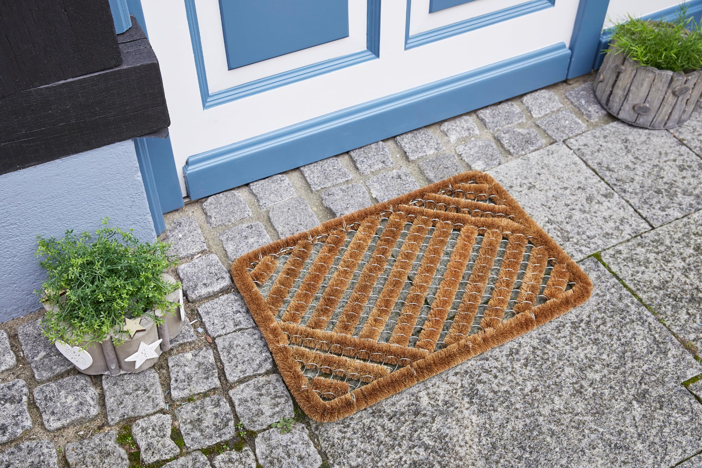 andiamo Door Mat Coconut Wire Mesh – Ideal as a Doormat Outdoor or Coconut Mat – Outdoor Door Mat – Handmade and Easy to Clean – Made from Natural Materials Wire Mesh 40 x 60 cm
