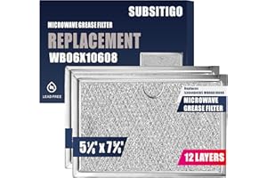 SUBSTIGO WB06X10608 Microwave Vent Filter for Frigidaire Microwave Filter Replacement 5304464105 for GE Frigidaire Gallery Microwave Range Hood Filter 5.12" x 7.64" 12 Layers Aluminum Mesh 2 Packs