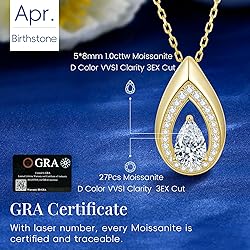 Kstyle 14k Gold Moissanite Necklaces for Women Wife