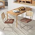 Westice Dining Chairs Set of 2, Mid Century Modern Rattan Dining Room Chairs with Upholstered PU Cushion and Metal Legs, Kitchen Side Chairs for Restaurant, Living Room, Bedroom, Brown