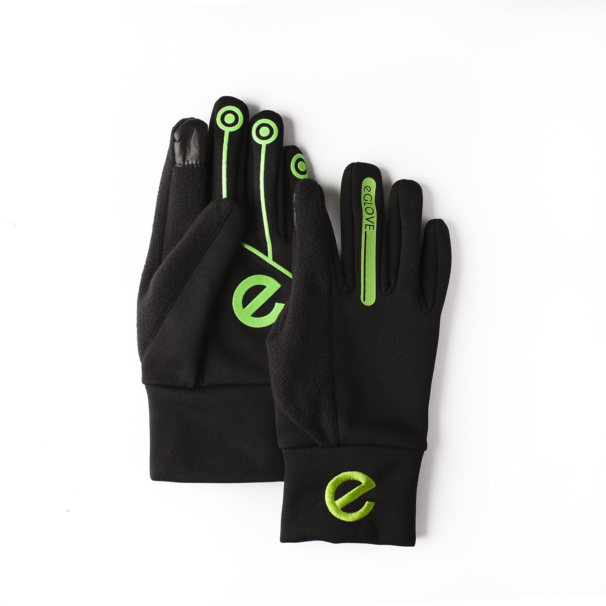 eGlove XTREME Black Green (MEDIUM) Touchscreen Fleece Gloves for Smartphone/Touchscreen Operation