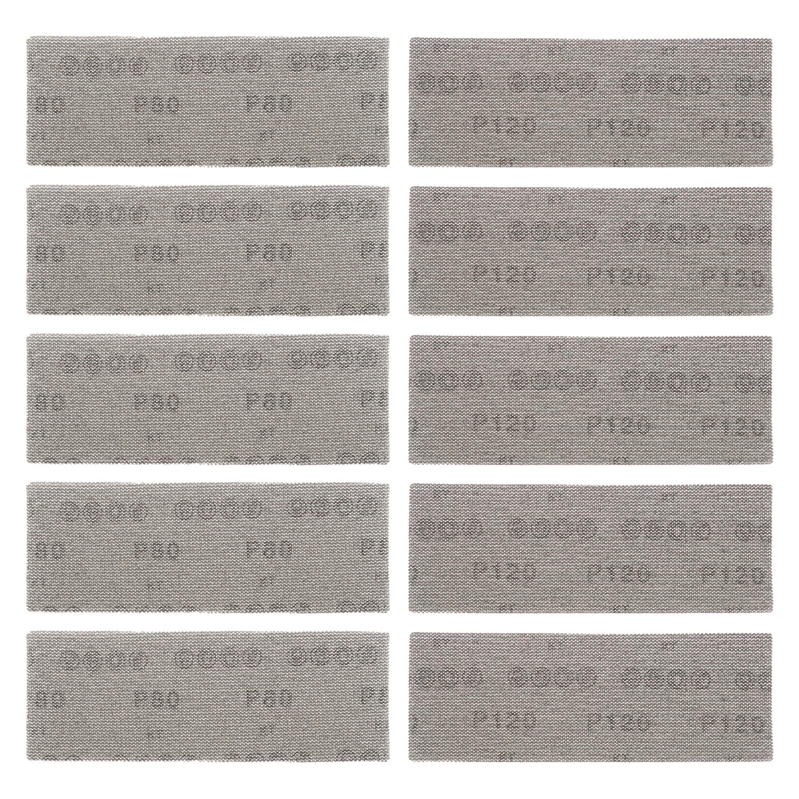 ECSiNG 10PCS Mesh Sanding Sheets 70 x 198mm Hook and Loop Sander Pads 80/120 Grit Dust-Free Grinding Polishing Sandpaper for Orbital Sander Hand Sanding Block