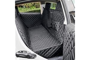 PETICON Dog Seat Covers for Tesla Model 3 & Y Back Seat with 2 Pack Door Protectors, 100% Waterproof Dog Hammock for Tesla with Mesh Window & Headrest Protection Prevents Scratches and Scuffs