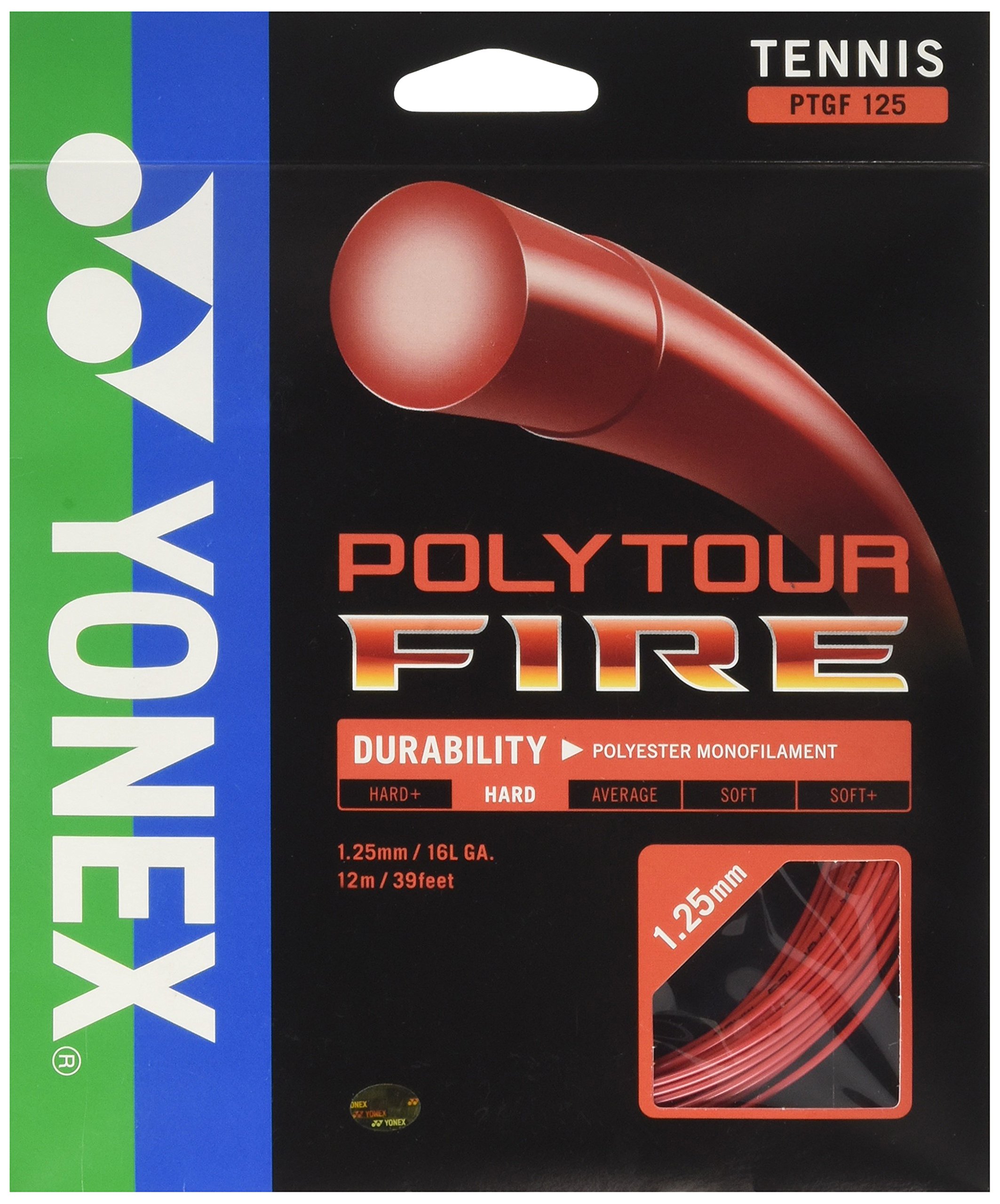 Yonex Unisex's Poly Tour Fire String Set-Red, 1.25 mm