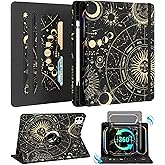 Kidcube for iPad Pro 13 Inch Case M4 2024 - Women Girls Cute Rotating Stand Folio Cover with Pencil Holder & Card Slot Girly Sun Moon Stars Design for iPad Pro 13 Inch Case 2024 (A2925 A2926 A3007)