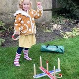 Jaques of London Quoits Garden Game Wooden Ring Toss 4 Quoits Canvas Bag view 7