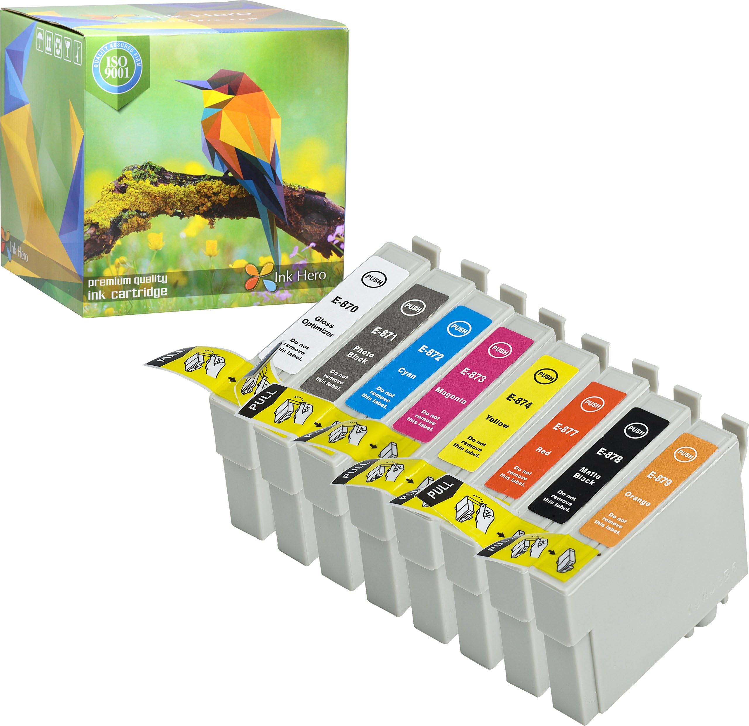 Ink Hero 8 Pack Ink Cartridges for Epson Stylus Photo R1900 T0870 T0871 T0872 T0873 T0874 T0877 T0878 T0879 Inks Cartridge Printer Printers