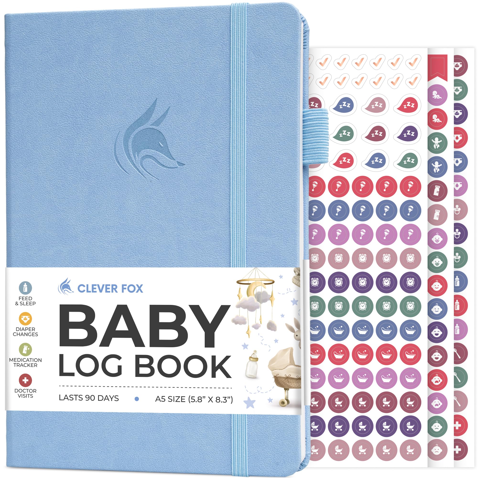 Photo 1 of Clever Fox Baby Log Book – Daily Feeding & Sleep Tracker Journal – Medical Care Newborn Record, Gifts for New Parents & Baby Registry (Light Blue)