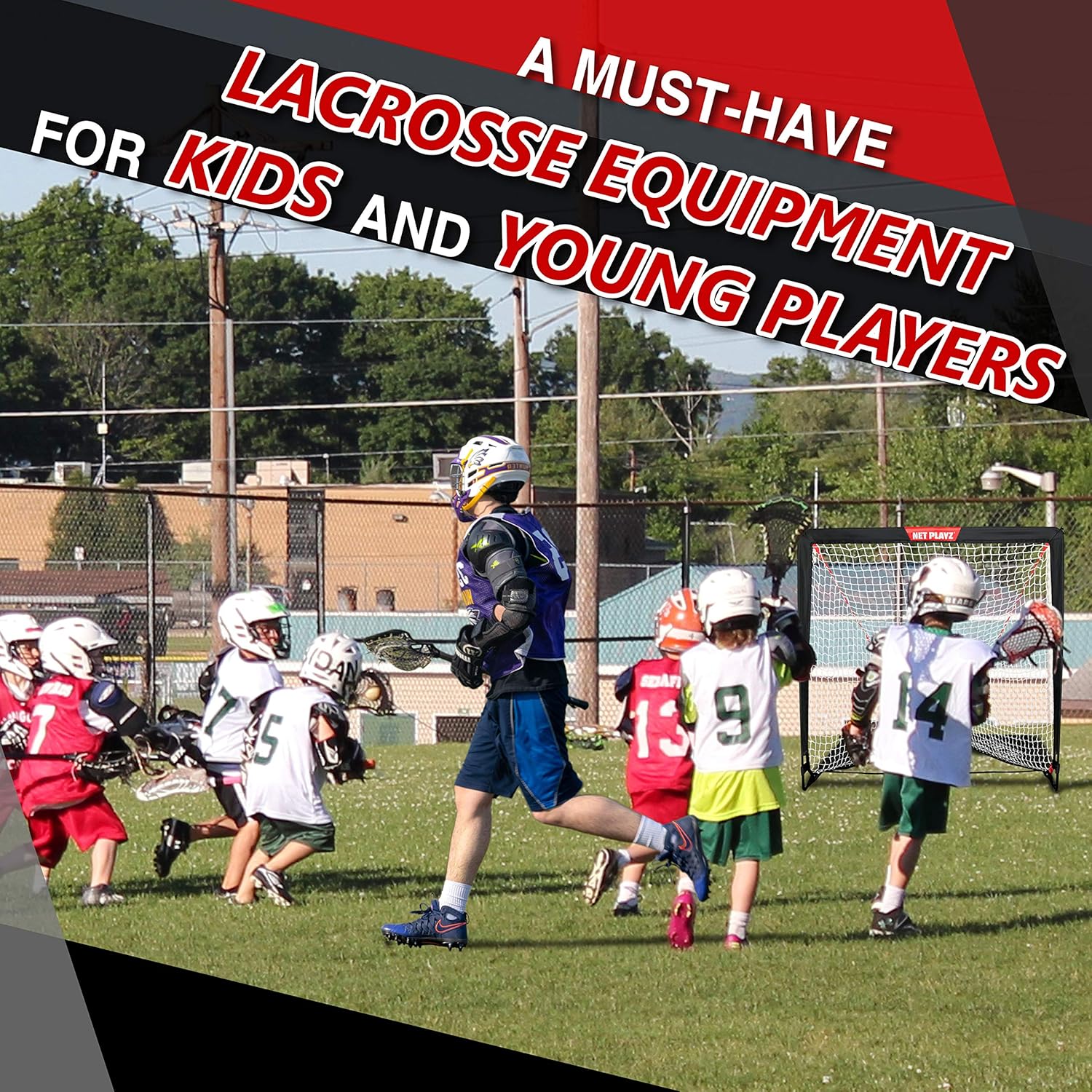 NET PLAYZ Kids Lacrosse Goal - Backyard Training, Practice & Exercise | Portable Lacrosse Net, Equipment & Gear, NOH445402020, Black : Sports & Outdoors