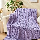 NEWCOSPLAY Super Soft Throw Blanket Lavender Love Premium Silky Flannel Fleece 3D Heart Checkered Lightweight Bed Blanket All Season Use (Lavender Love, Throw(50"x70"))