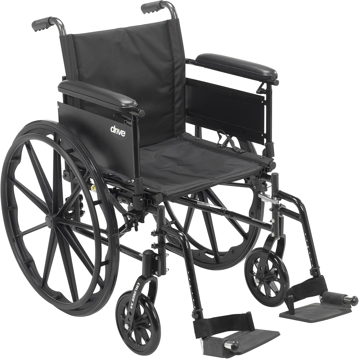 Drive Medical Cruiser X4 Lightweight Dual Axle Wheelchair with Adjustable Detachable Arms, Silver Vein, 8 Inch, 1 Count: Health & Personal Care