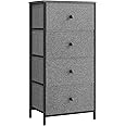 SONGMICS Dresser for Bedroom, Fabric Dresser with 4 Drawers, Metal Frame, Small Chest of Drawers, Gray and Black with Wood Grain ULTS314G22