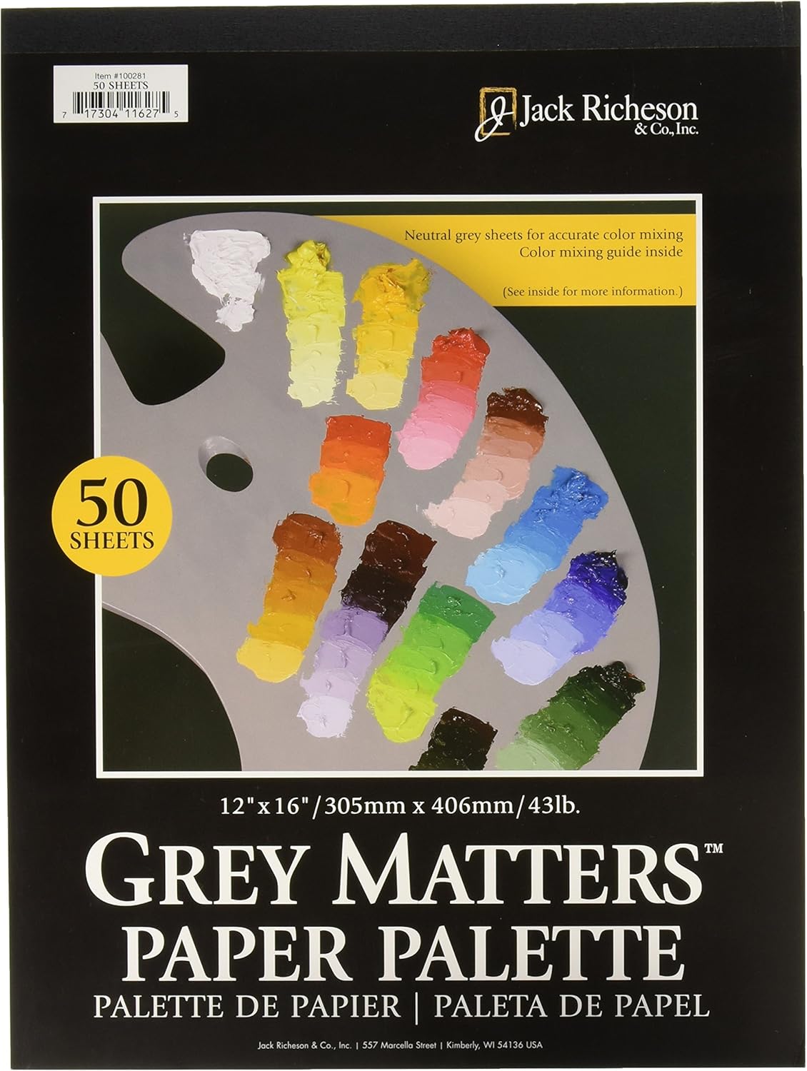 Jack Richeson Grey Matters Paper Palette, 12 by 16-Inch, 50 Sheets
