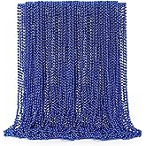 EOBOH 72PCS Christmas Bead Necklace, Blue Bead Necklaces Stuff, 33" Mardi Gras Beads Necklace Costume, Festival Parade Throw Accessories for Wedding Birthday Party Events Supplies Decorations