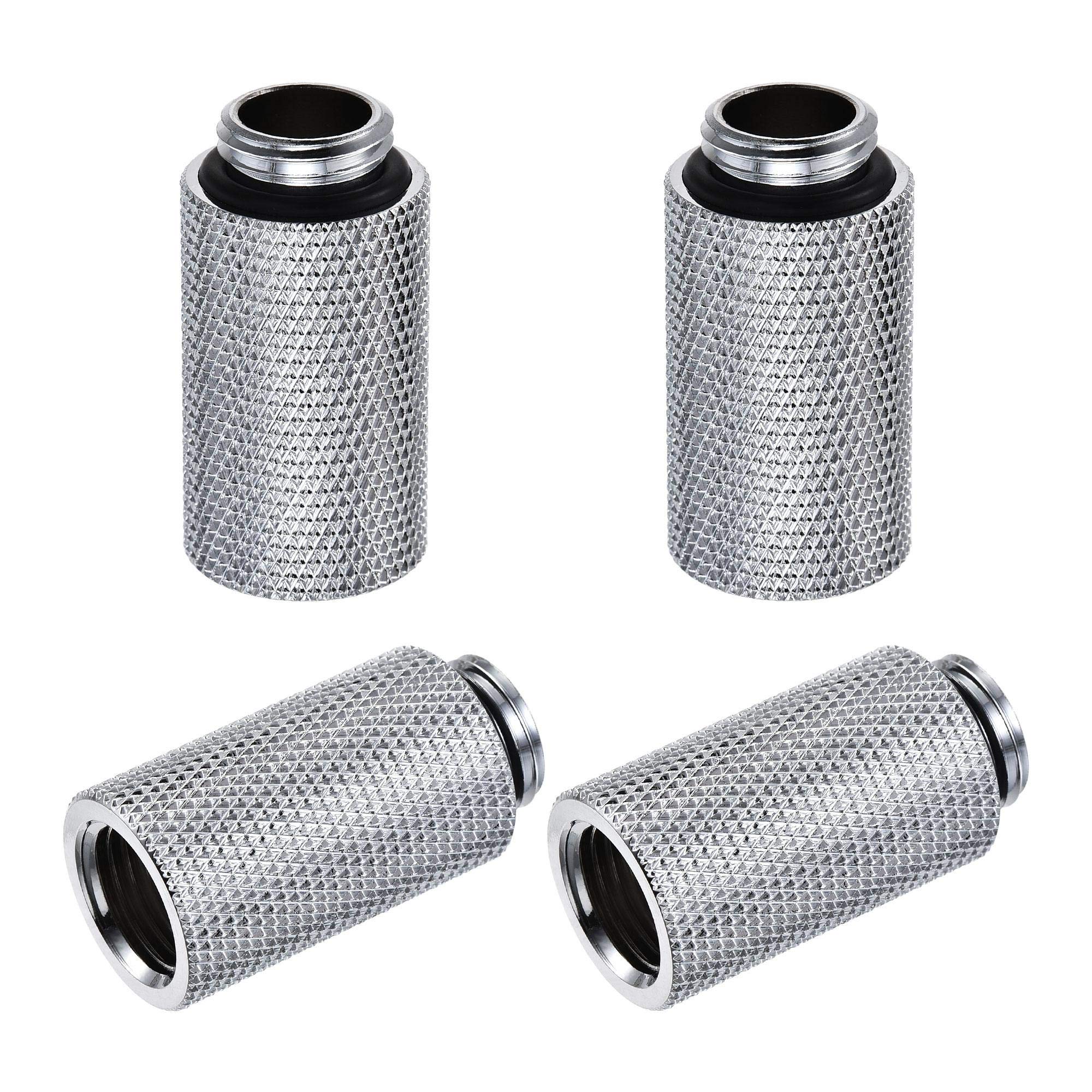 sourcing map Male to Female Extender Fitting G1/4 x 30mm for PC Water Cooling System Silver 4pcs