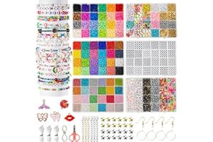 Goldwise Friendship Bracelet Kit, 16000 pcs with Seed Beads (2/3/4mm), Clay Beads, 7 Styles Letter Beads (A-Z), Variety of Charms, DIY Jewelry Making Crafts