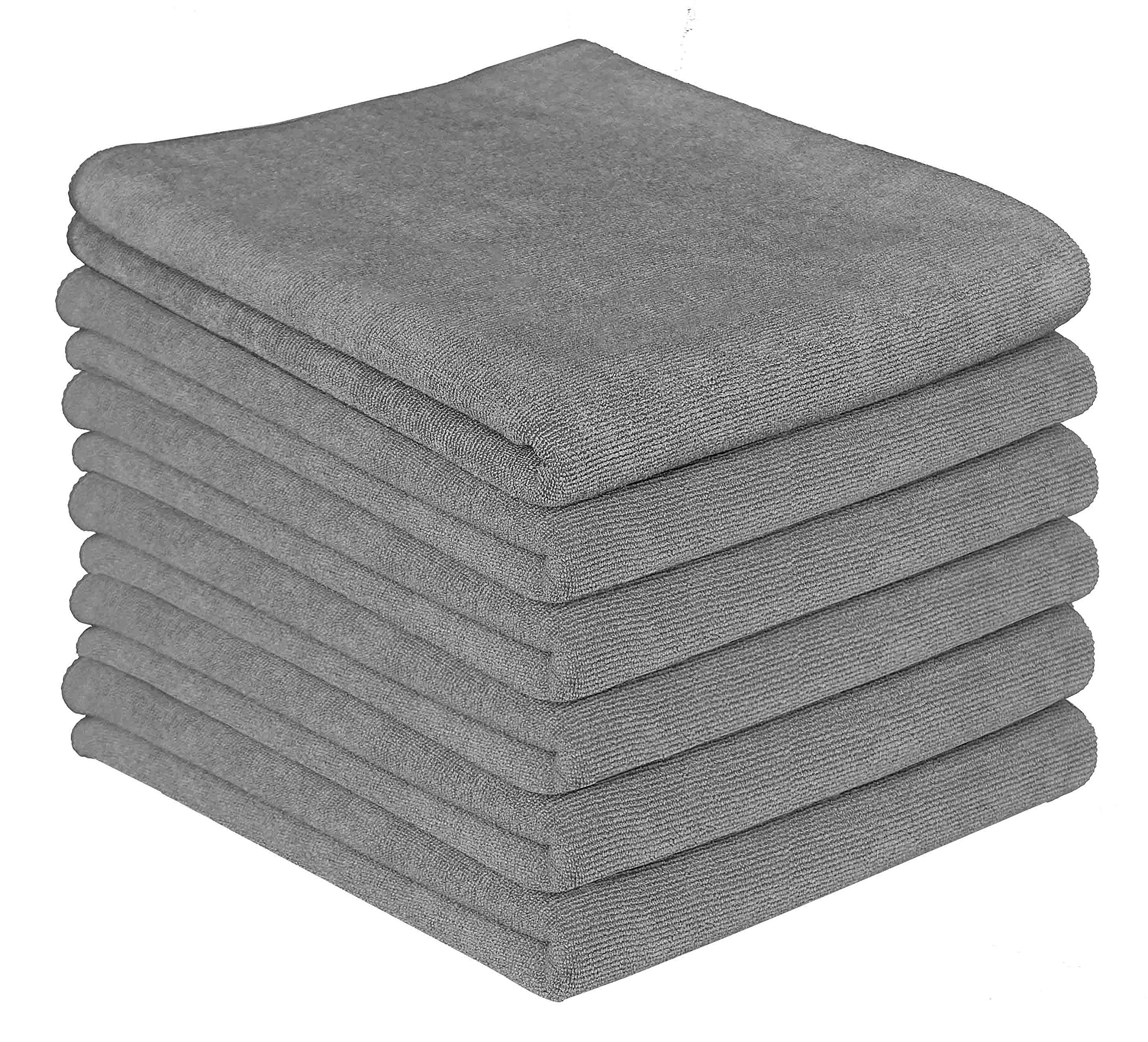 Gryeer Microfibre Tea Towels, Highly Absorbent, Thick and Lint-free Kitchen Towels, 45x65cm, Set of 6 - Grey