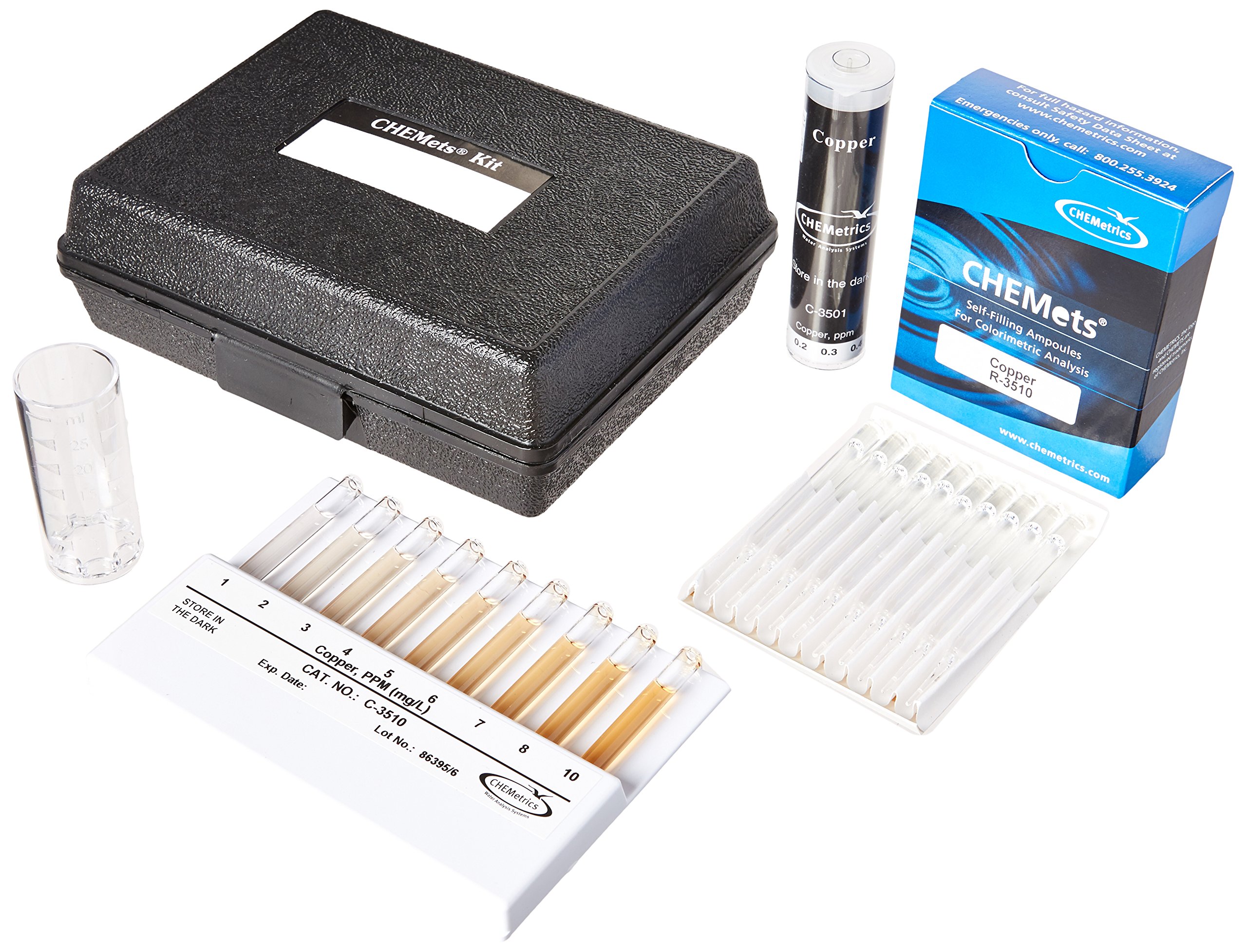 CHEMetrics K-3510 Soluble Copper Kit, 0-1 and 1-10 ppm Range, 0.05 ppm MDL