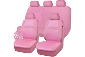 CAR PASS Pink Car Seat Cover Full Sets, Air Breath in Summer Mesh Seat Cover 5mm Sponge Airbag Composite, Cute for Women Girly, Universal Fit SUV, Vans, sedans,Trucks, Automotive Interior All Pink