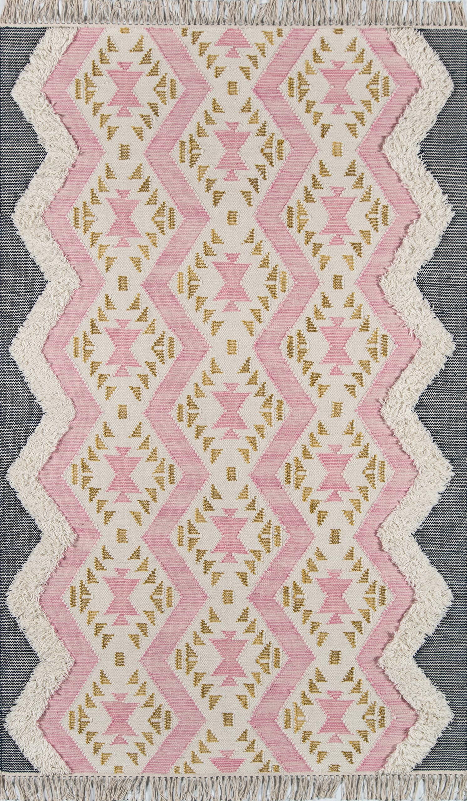 Novogratzby Momeni Rugs Indio 100% Wool Hand Made Contemporary Area Rug, 7'6" X 9'6", Pink (INDIOIND-1PNK7696)