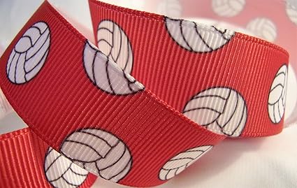 Amazon Com Grosgrain Ribbon Red Volleyball Print 7 8 Wide 10
