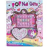 Hot Focus Unicorn Nail Art Kit - 3D Press On Nails, Stickers, File & Ring - 65 Piece Set for Girls 5+
