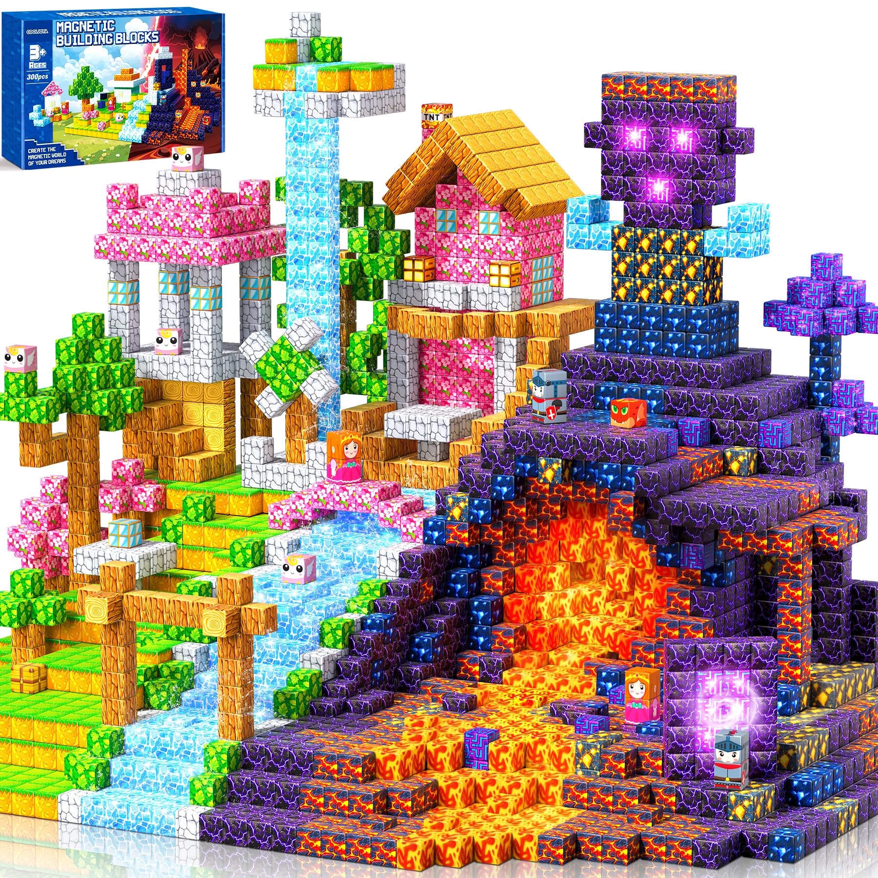 COOLJOYA Magnetic Blocks-300PCS Magnetic Building Blocks, Easter Gifts for Kids, Construction Toys for Montessori Birthday Gifts, STEM Sensory Toys for Boys Girls Age 3 4 5 6 7 8 9 10 — image 1