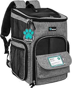 PetAmi Pet Carrier Backpack for Small Cats, Dogs, Puppies | Airline Approved | Ventilated, 4 Way Entry, Safety and Soft Cushion Back Support | Collapsible for Travel, Hiking, Outdoor