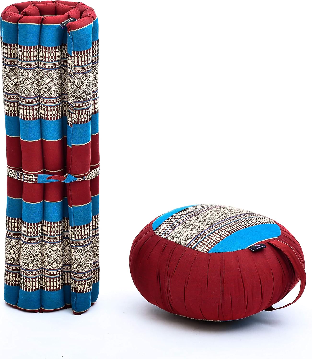 Leewadee Meditation Cushion Set, 1 Round Zafu Meditation Pillow and 1 Square Roll-Up Zabuton Meditation Mat - Image 3