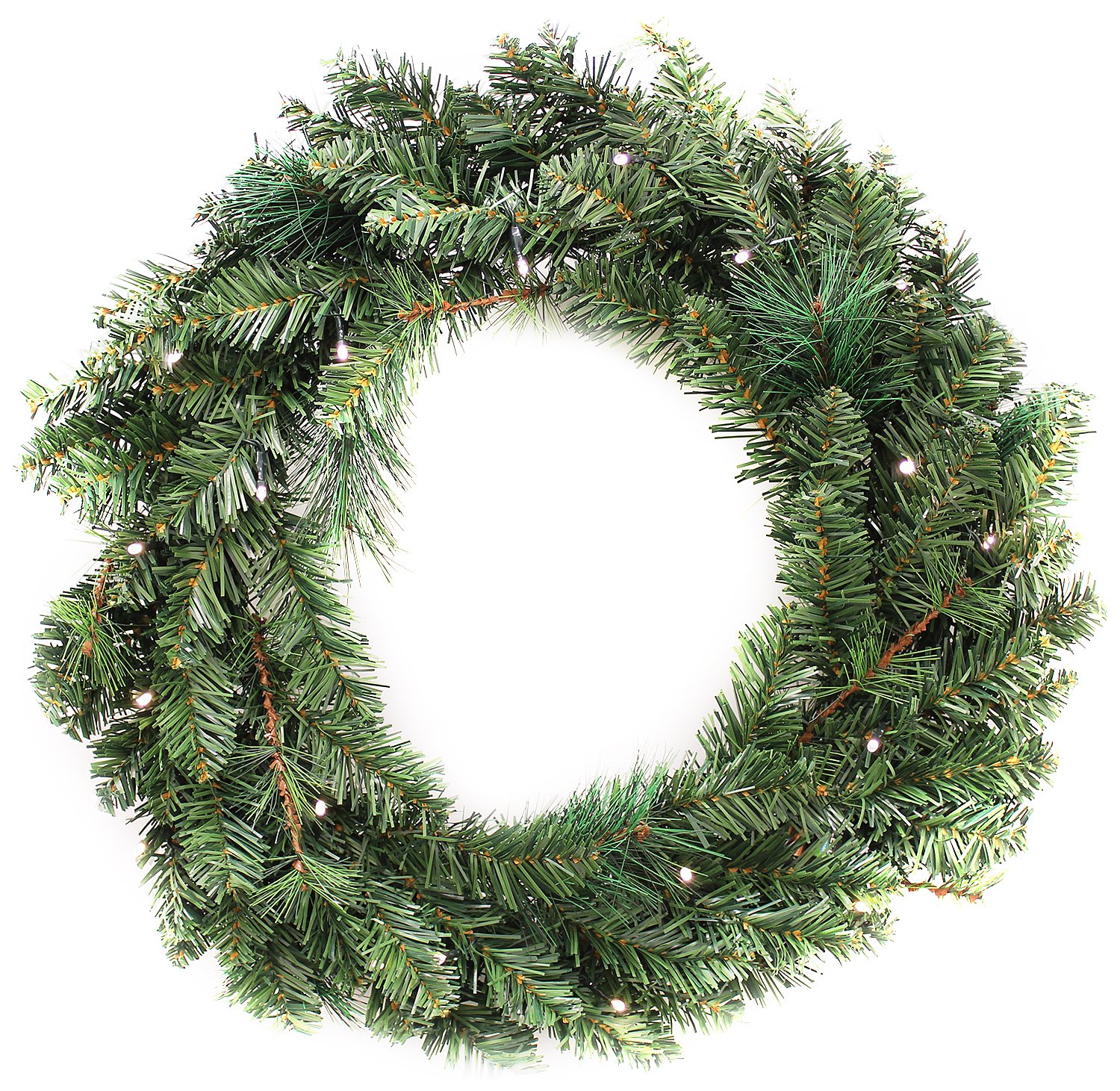 WeRChristmas Pre-Lit Wreath Christmas Decoration Illuminated with 20 Warm White LED Lights, 60 cm - Green