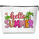 Beshoul Hello Summer Gifts Makeup Cosmetic Bag with Zipper for Women, Vacation Gifts Beach Accessories Travel Makeup Organizer Pouch for Friends - C03