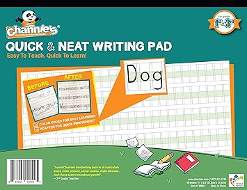 Channies Quick Neat Writing Pad Practice Handwriting Printing Workbook 80 Pages Front Back 40 Sheets Grades 1st 3rd Size 85 X 11 - 