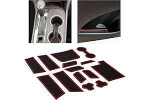 CupHolderHero Compatible with Chevy Equinox Accessories 2018-2024 Custom Interior Non-Slip Anti Dust Cup Holder Inserts, Center Console Liner Mats, Door Pocket Liners 14pc Set (Red Trim)