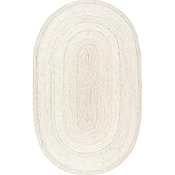 nuLOOM Oval 9x12 Rigo Jute Hand Woven Area Rug, Off