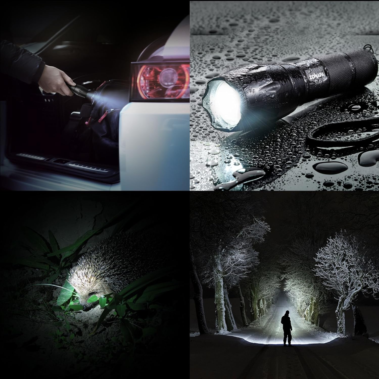 ZONAPA Tactical LED Flashlight (2-Pack) High Lumens, 5 Ultra-Bright Lighting Modes Strobe, SOS | Indoor, Outdoor Emergency, Camping, Hiking, Security | Waterproof, Zoomable - - 