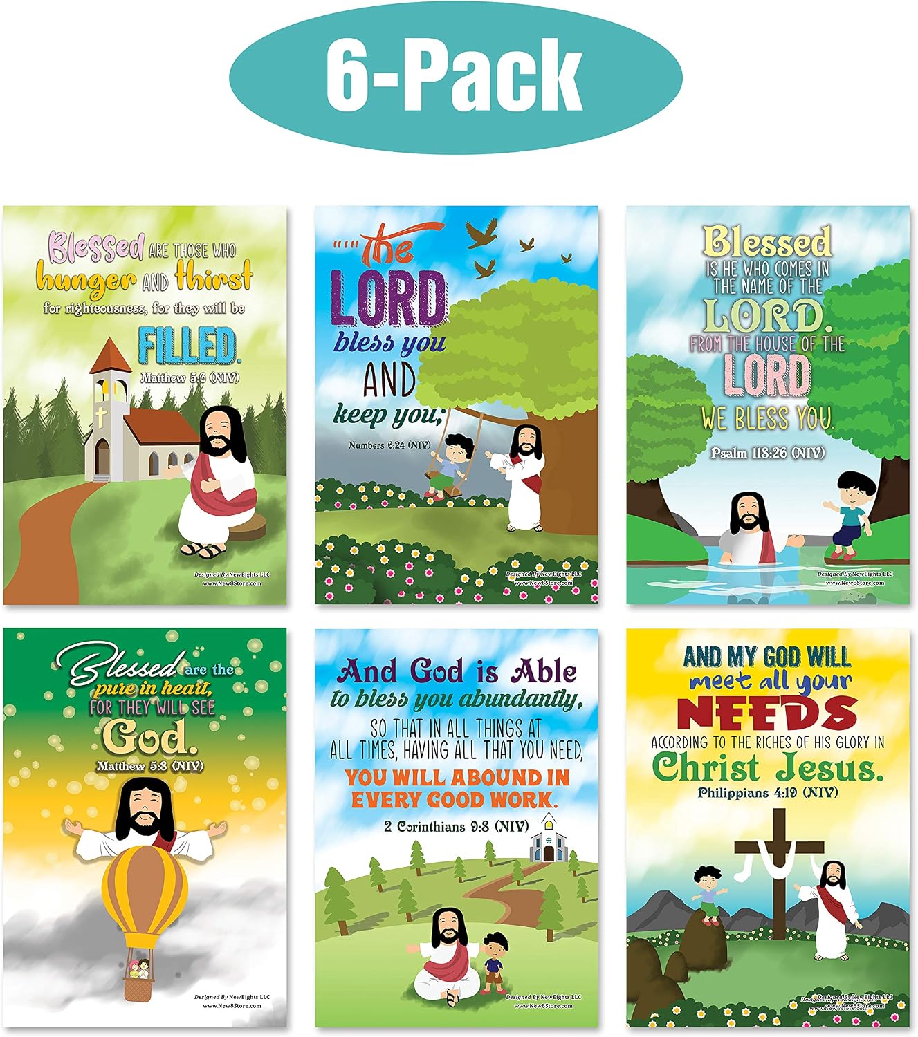 Christian God's Blessings Posters (6-Pack), Encouraging Bible Verses Poster for Men Women Teens, A3 Size - Image 3