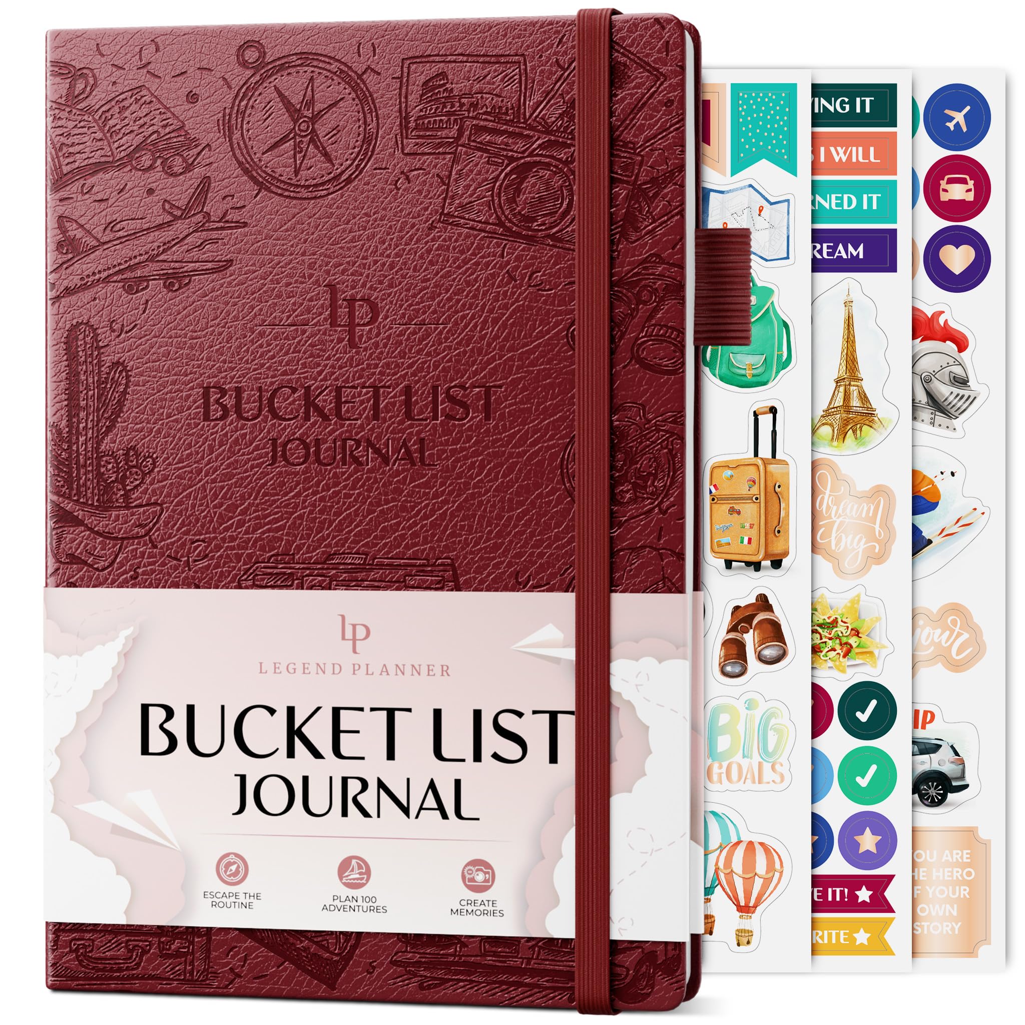 Legend Bucket List Journal – The Ultimate Notebook to Plan Adventures, Travels, Goals & Experiences – Bucketlist Book for Couples (Wine Red)