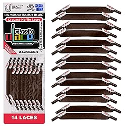 uLace Classic No Tie Shoelaces - Brown Elastic Shoe
