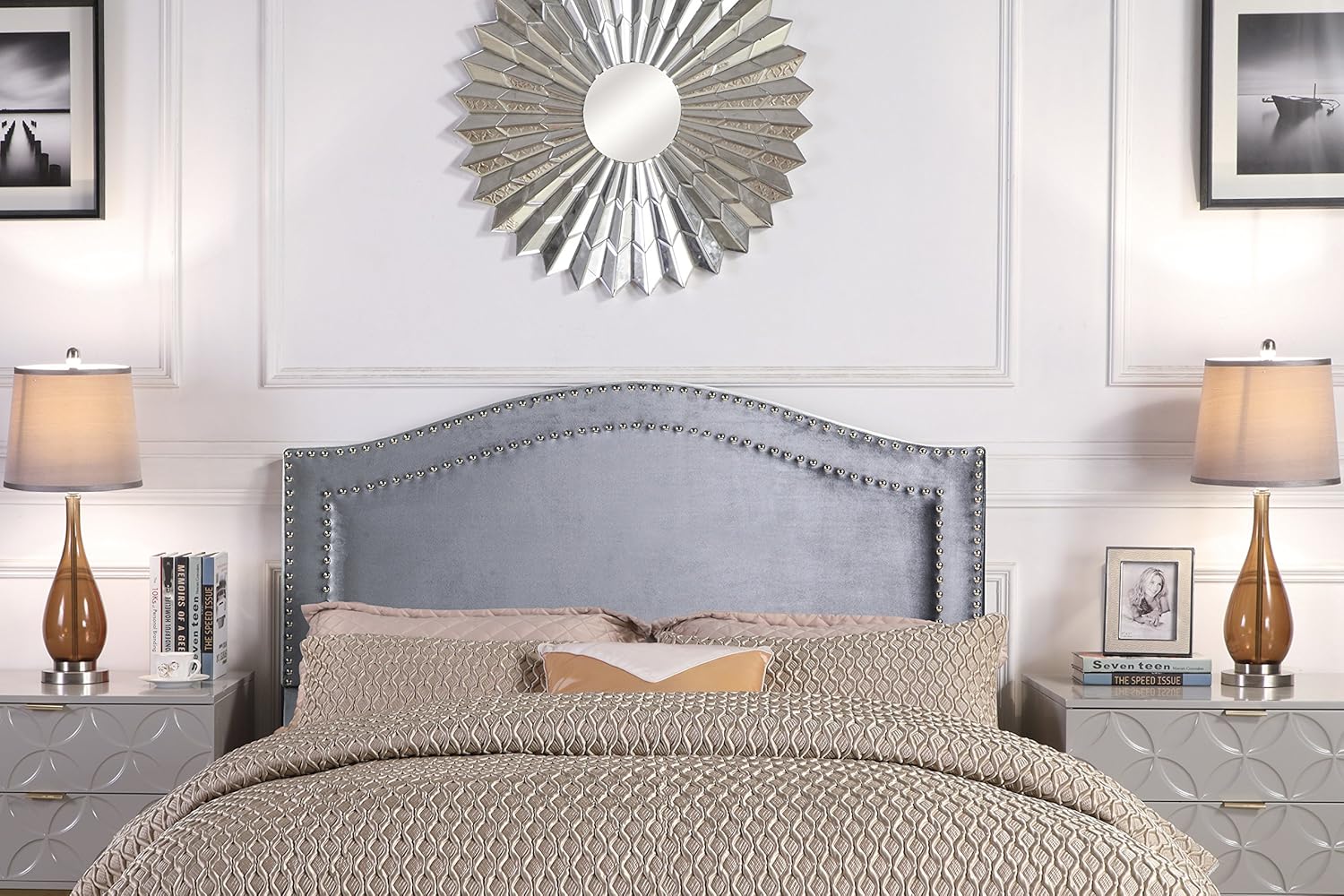 Best Grey Wood Headboard Curved Twin