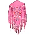 La Senorita Spanish Flamenco Dance Shawl Pink with colored flowers