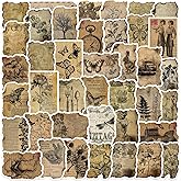 50PCS Vintage Cottagecore Aesthetic Scrapbook Stickers - Antique Retro Botanical, Butterfly, Flower, Ephemera Decals for Jour