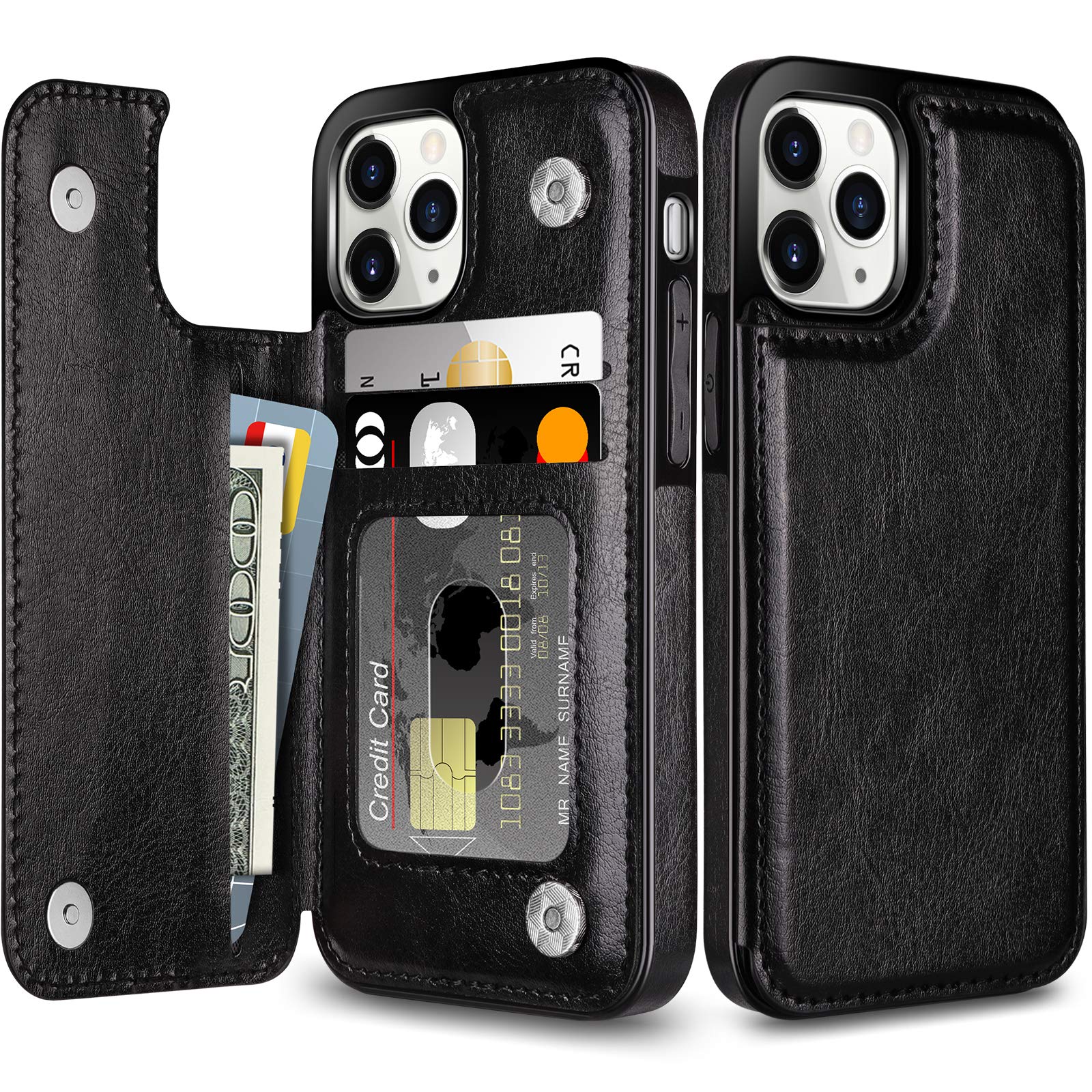 Coolden for iPhone 11 Pro Max Case Wallet Case Cover Shockproof Case with Card Holder Slot Flip Folio Soft PU Leather Magnetic Closure Protective Case Cover for iPhone 11 Pro Max 6.5 inch (Black) — image 1