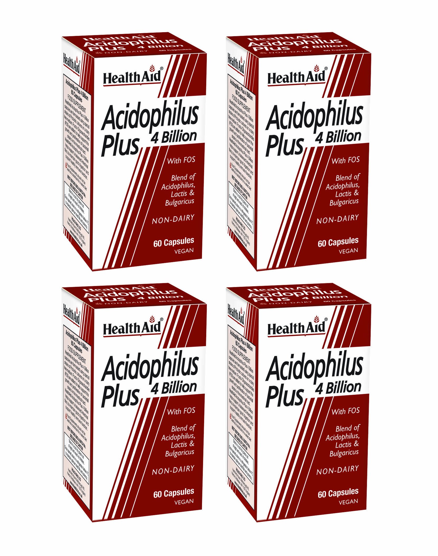 HealthAid Acidophilus Plus 4 Billion Pack of 4 x 60 Capsules (440 Capsules)