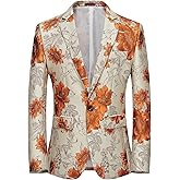 MOGU Mens Floral Blazer Slim Fit Elegant Tuxedo Jacket for Daily Prom Party