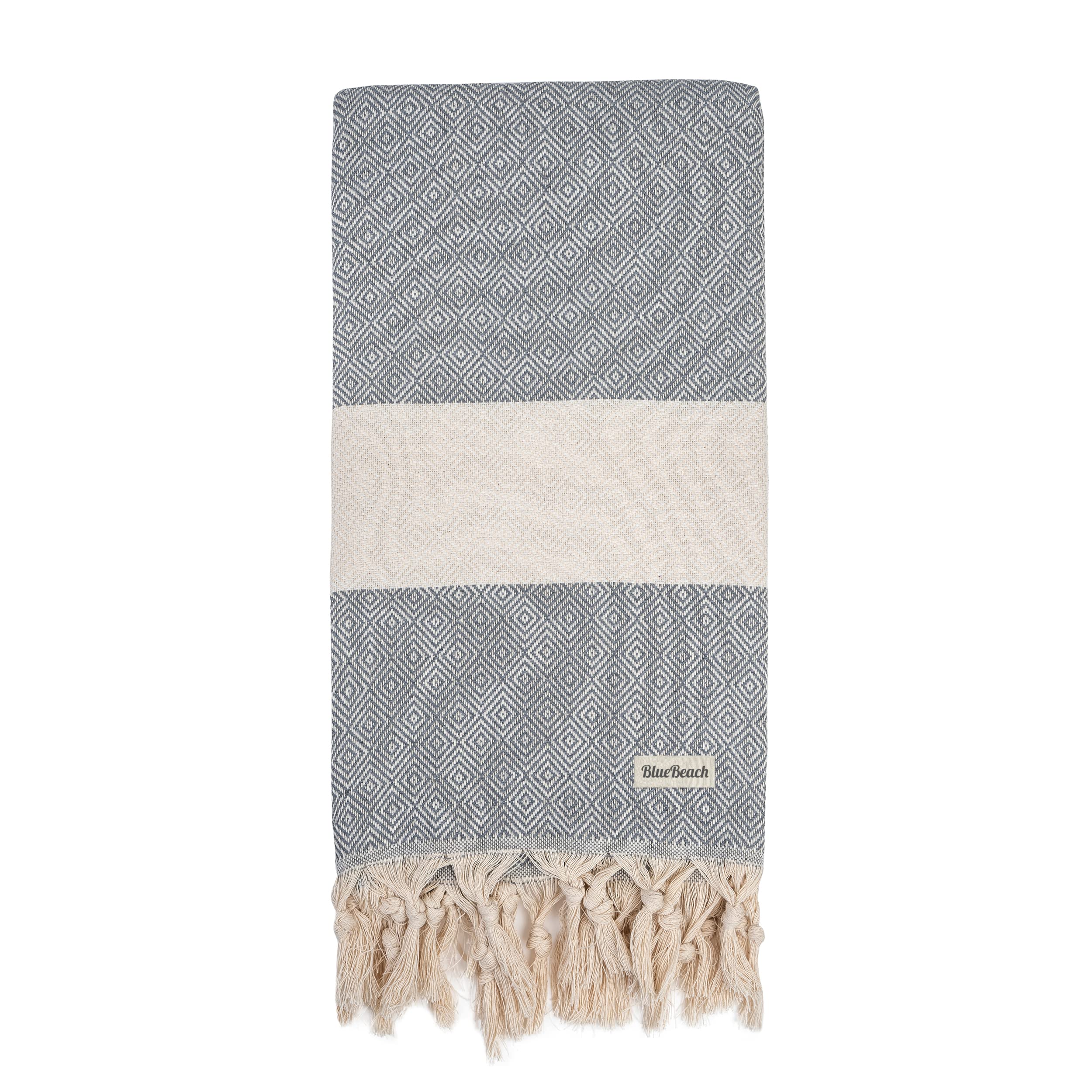 Turkish Beach Towels - Beach Towels for Adults Extra Large 100x180cm - Turkish Hammam Peshtemal Towel - Super Absorbent, Quick Dry, Lightweight, Compact Towels for Travel Swimming Bath Gym (Grey, 1) — image 1