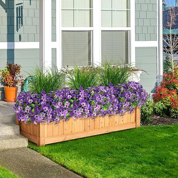 ARTIFICIAL FLOWERS,14 BUNDLES UV RESISTANT FAKE FLOWERS DAISY WITH GREENERY PLANTS WHEAT GRASS,FAUX OUTDOOR FLOWERS FOR SPRING SUMMER DECORATION, OUTDOOR FAUX PLANTS HOME WINDOW PORCH PATIO YARD